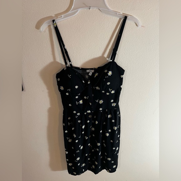 AUW Halter Top Dress Womens Large Black Floral Design Straps Pullover Summer - Picture 11 of 16